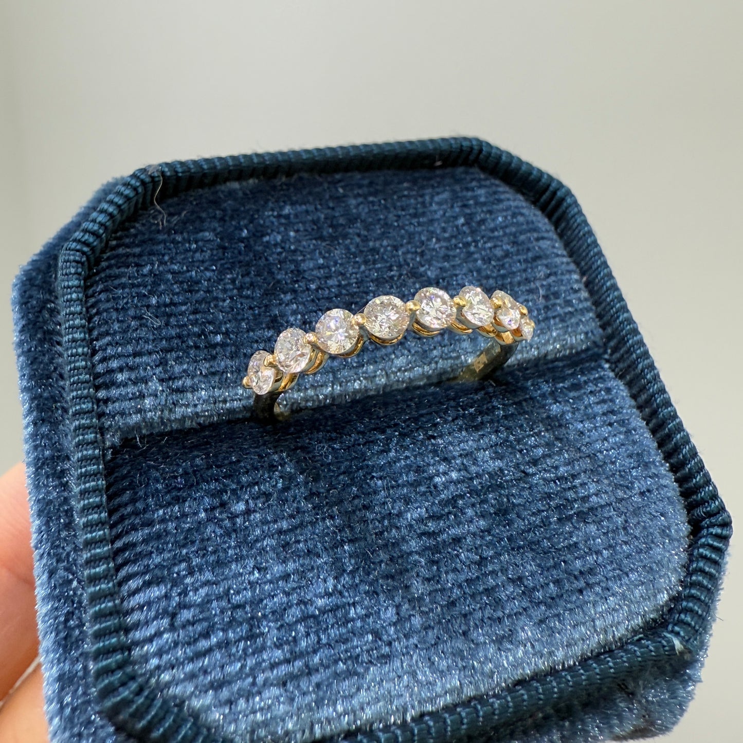Lab diamond round 0.6ct single prong half eternity ring