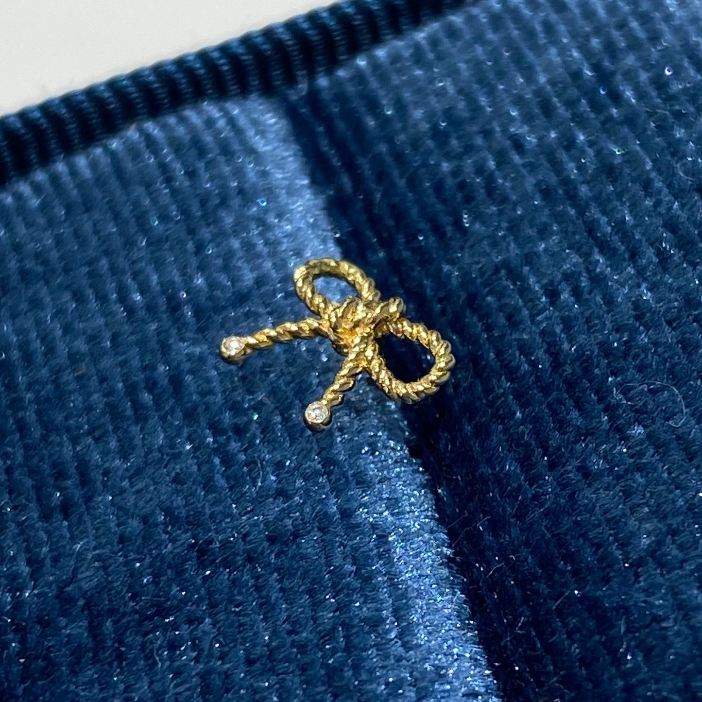 Lab diamond ribbon stud earring-each