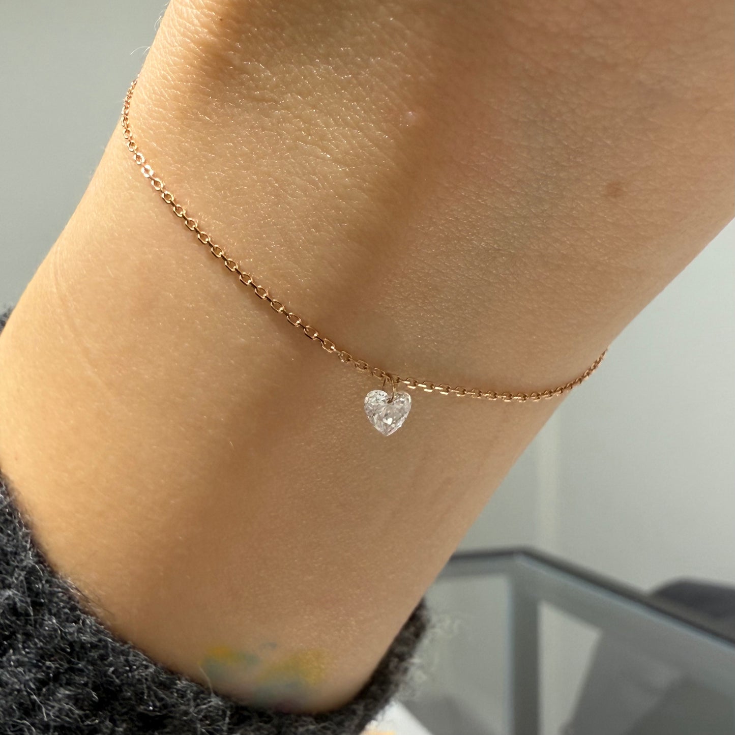 Lab Diamond heart shape 0.25ct floating bracelet