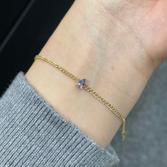 Lab sapphire Pear shape 0.25ct 1.8mm cuban bracelet