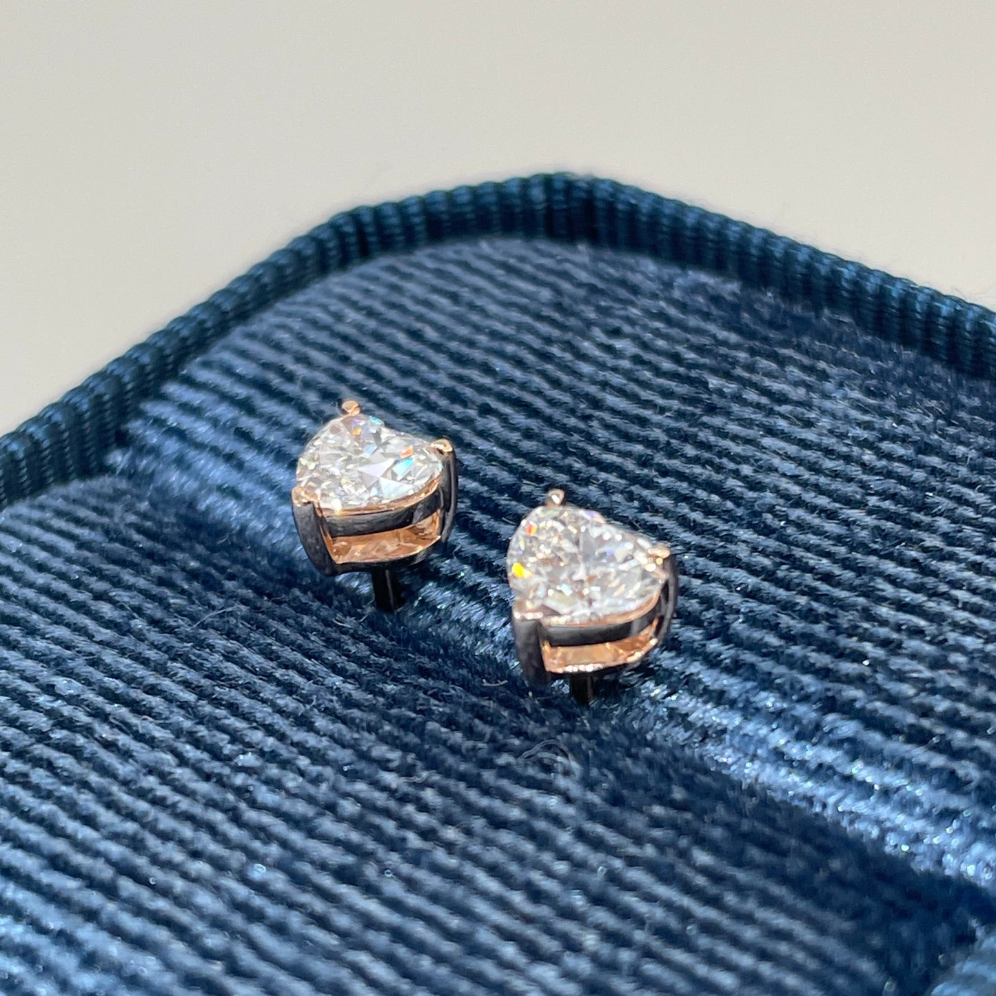 Lab diamond Heart shape 0.8ct stud earrings-pair
