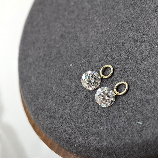 Lab diamond Round 0.8ct floating charms - pair