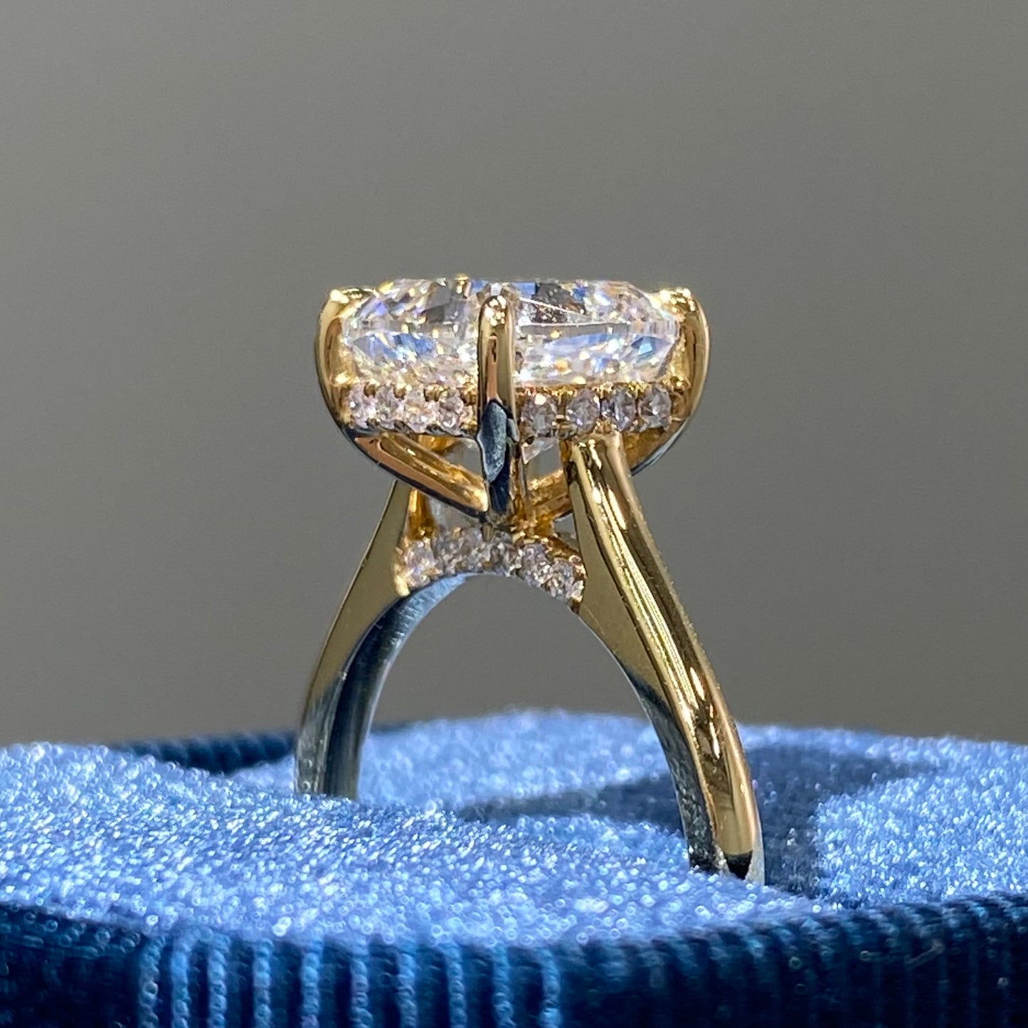 IGI diamond Cushion cut 3ct four-prong underhalo ring