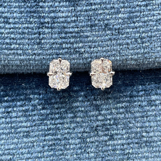 Lab diamond radiant cut 0.6ct stud earrings-pair