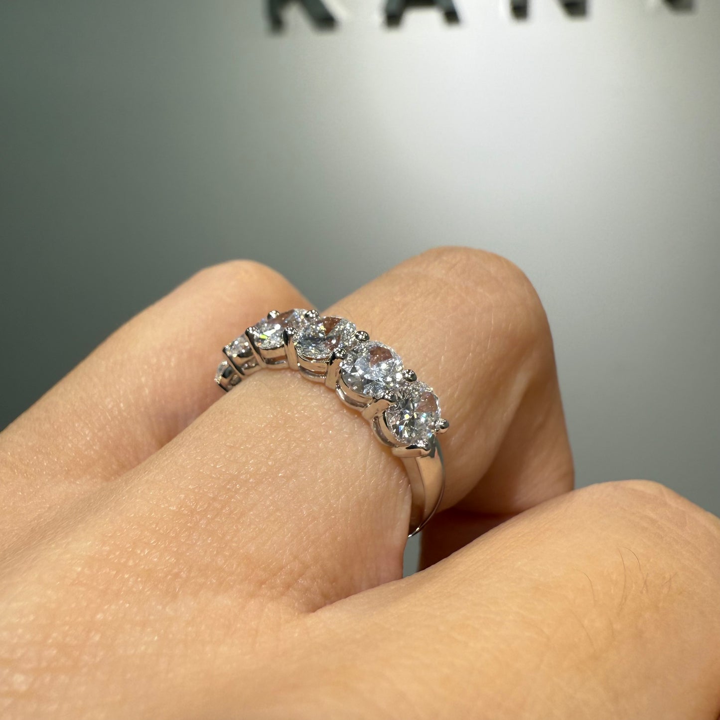 Lab diamond Oval shape 1.8ct half eternity ring