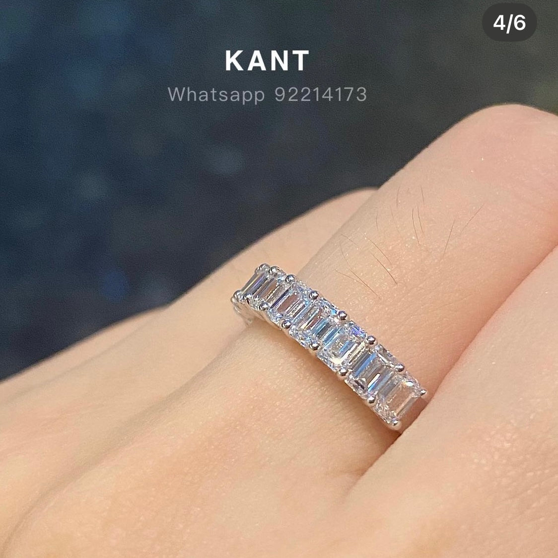 Lab diamond emerald cut half 1.8ct eternity ring