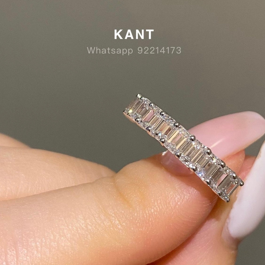 Lab diamond emerald cut half 1.8ct eternity ring