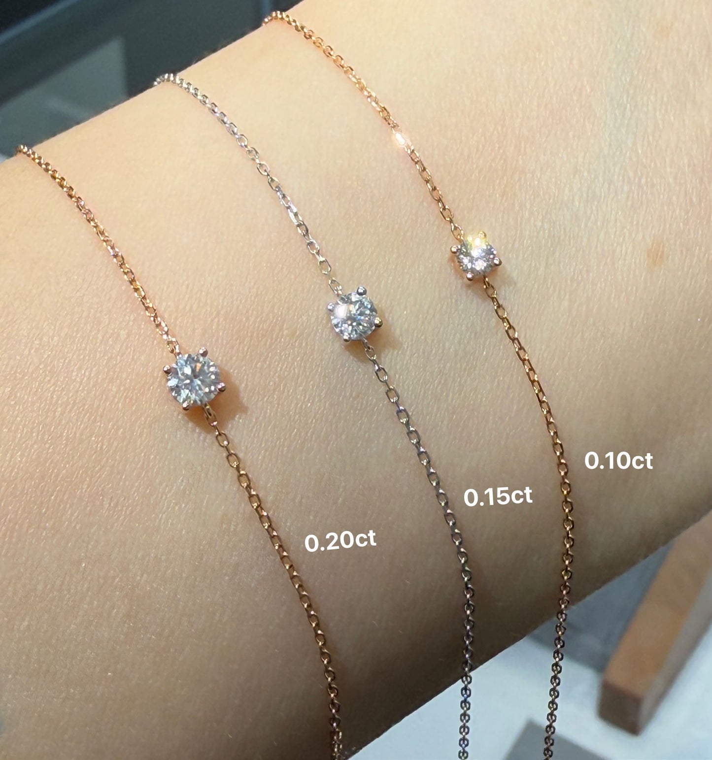 Lab diamond round 0.15ct four-prong bracelet