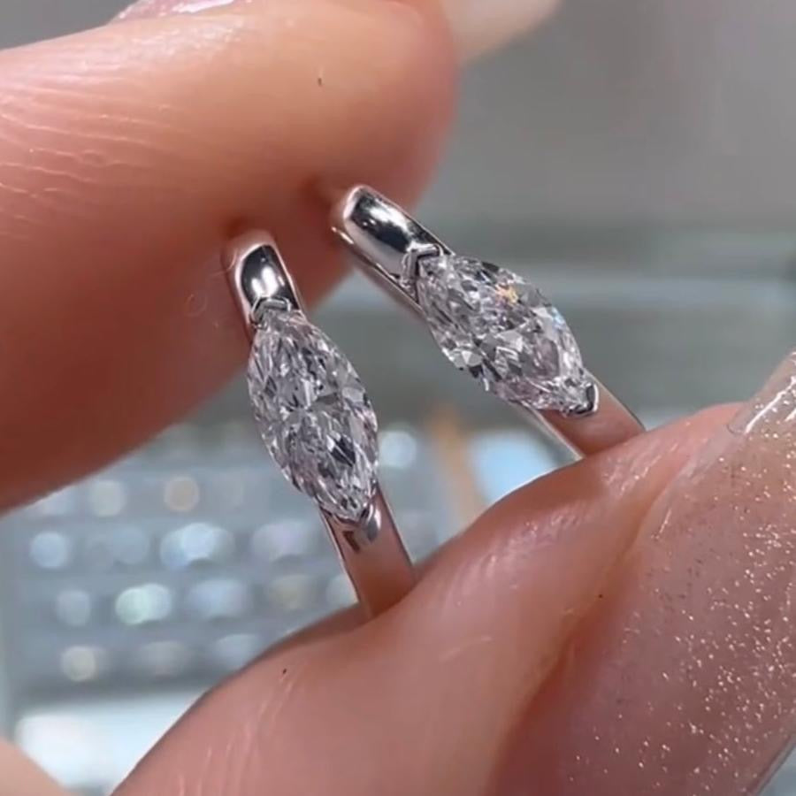 Lab diamond Marquise shape 0.15ct 10mm hoop earring-each