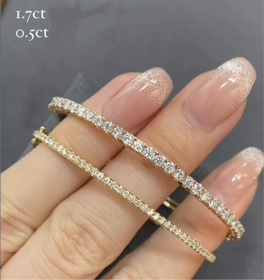 Lab diamond round 1.7ct four-prong half tennis bangle