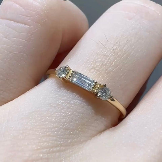 Lab diamond baguette and round ring