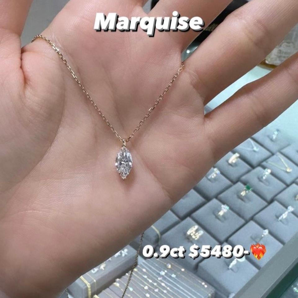 Lab diamond marquise shape necklace