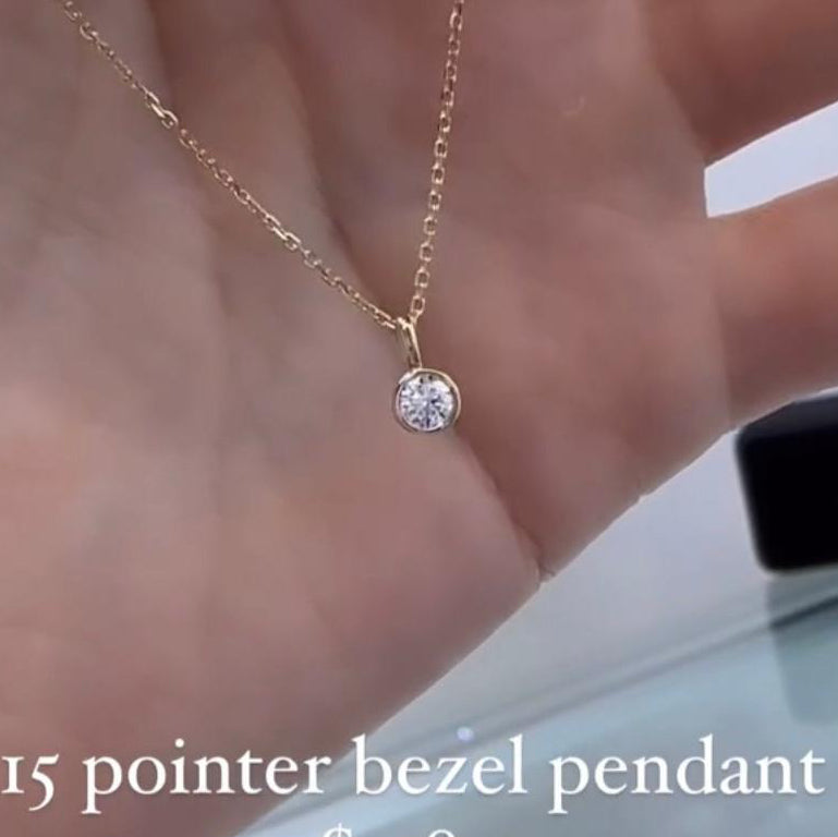 Lab diamond round 0.15ct bezel pendant