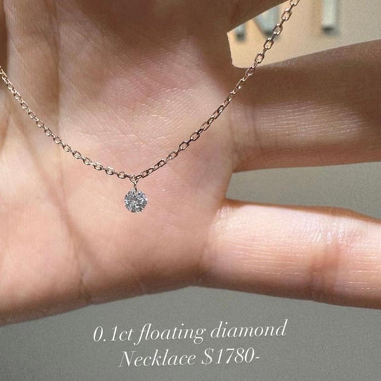Lab diamond Round 0.1ct Floating Diamond necklace