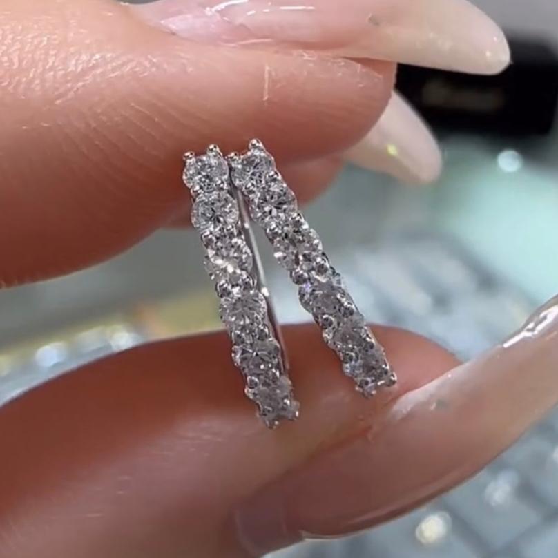 Lab diamond round 0.4ct 10mm hoop earrings-pair