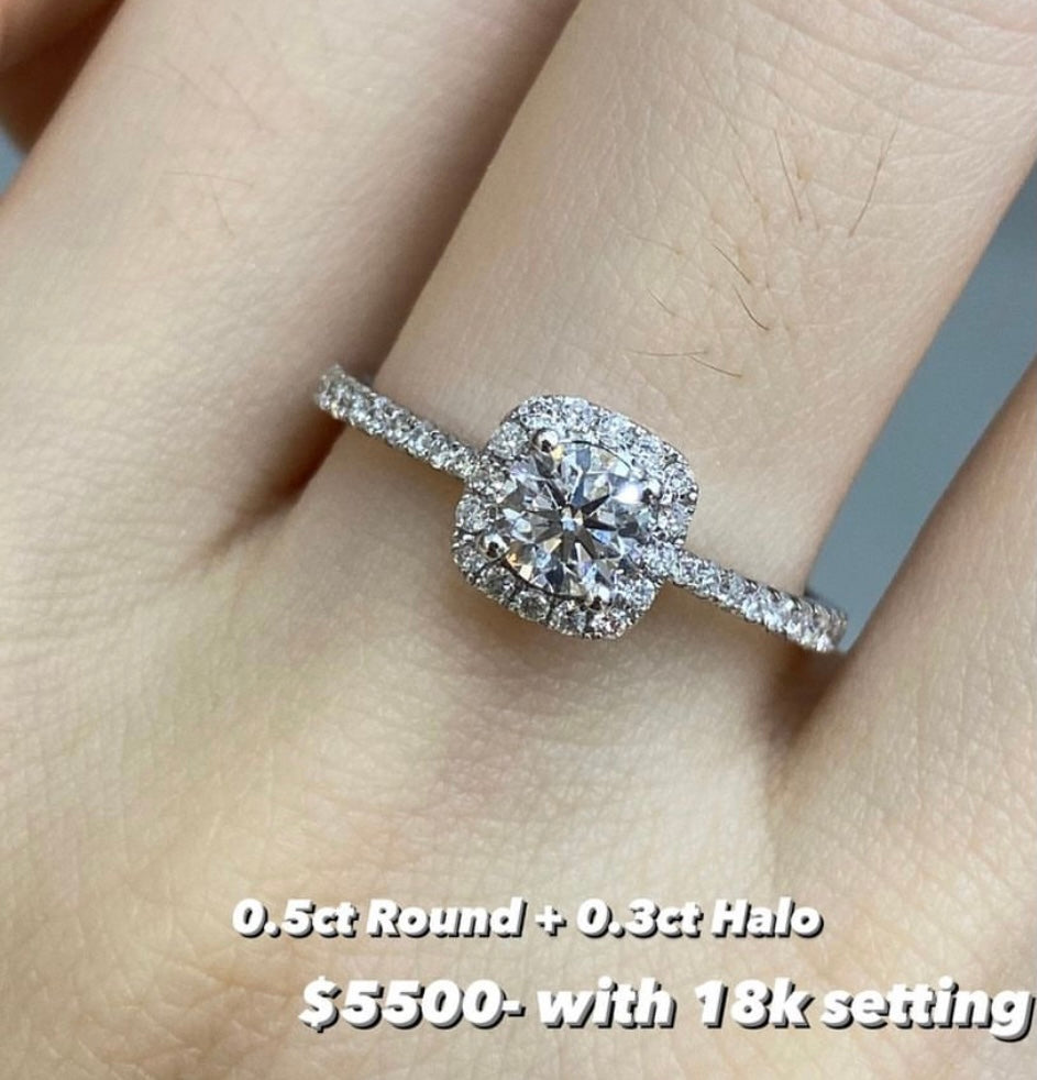 Lab diamond round 0.8ct halo ring
