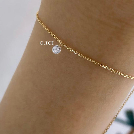 Lab diamond round 0.1ct floating  bracelet