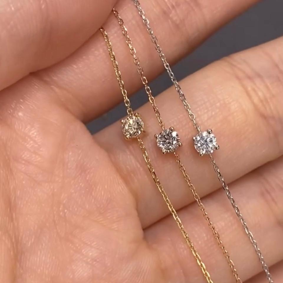 Lab diamond round 0.15ct four-prong bracelet