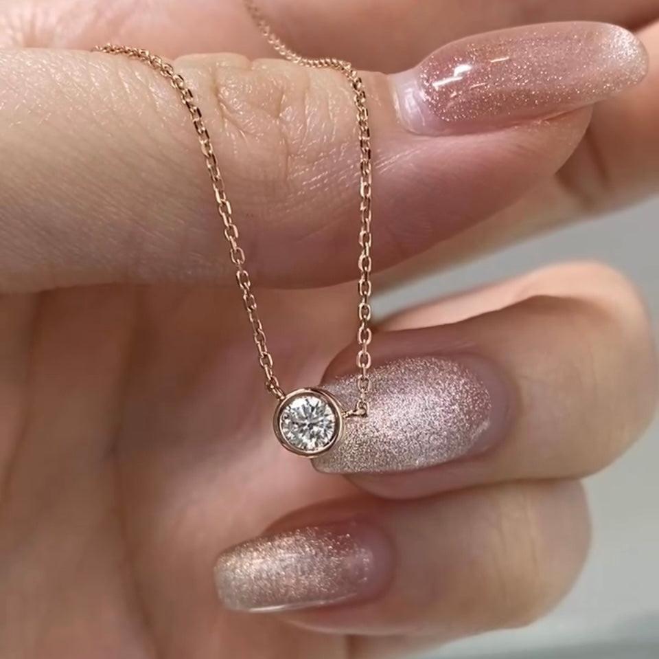 Lab diamond round 0.2ct bezel necklace