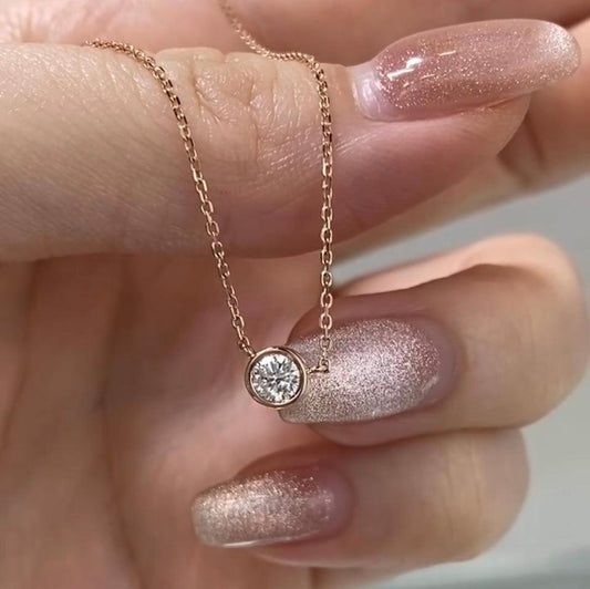 Lab diamond round 0.2ct bezel necklace