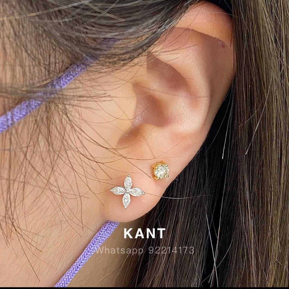 Lab diamond Marquise shape 0.48ct flower stud earrings-pair