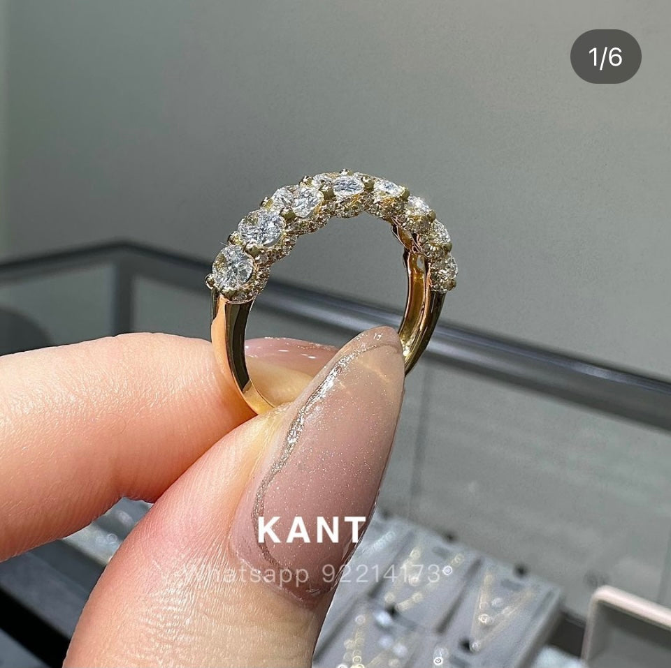 Lab diamond oval 1.6ct U-prong pave eternity ring