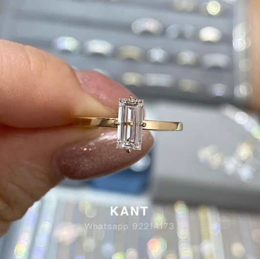 Lab diamond baguette 0.6ct solitaire ring