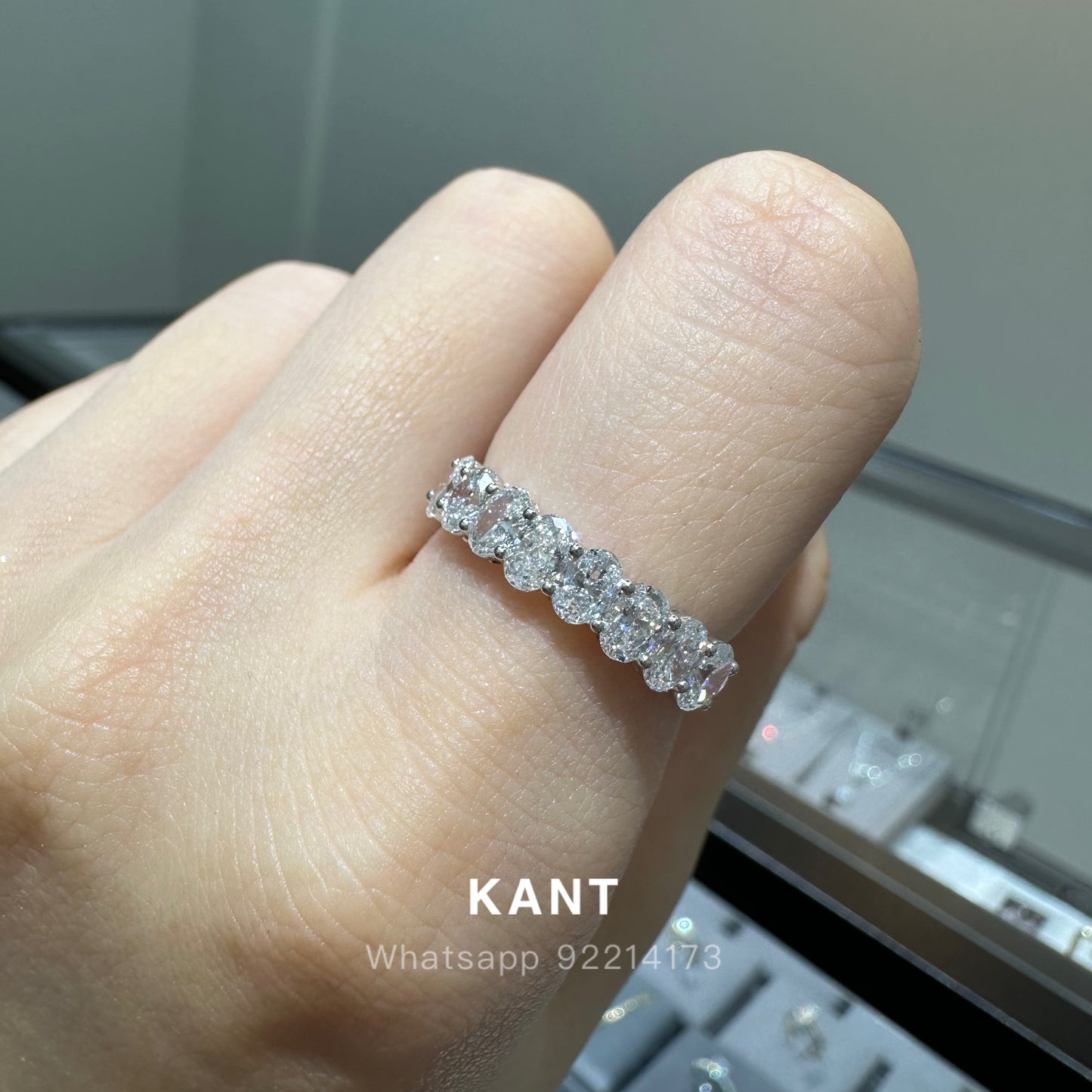 Lab diamond oval shape 1.2ct half eternity ring