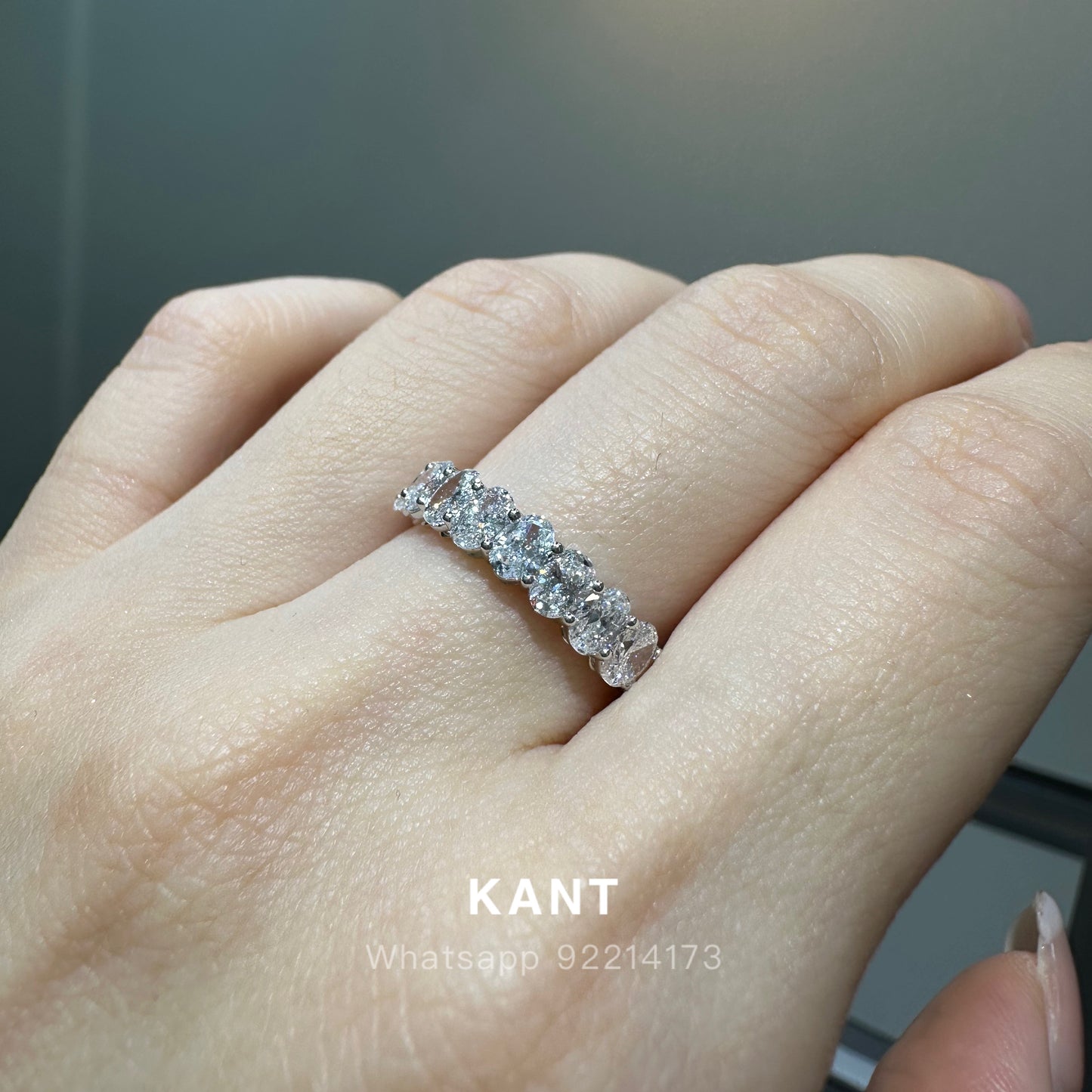 Lab diamond oval shape 1.2ct half eternity ring