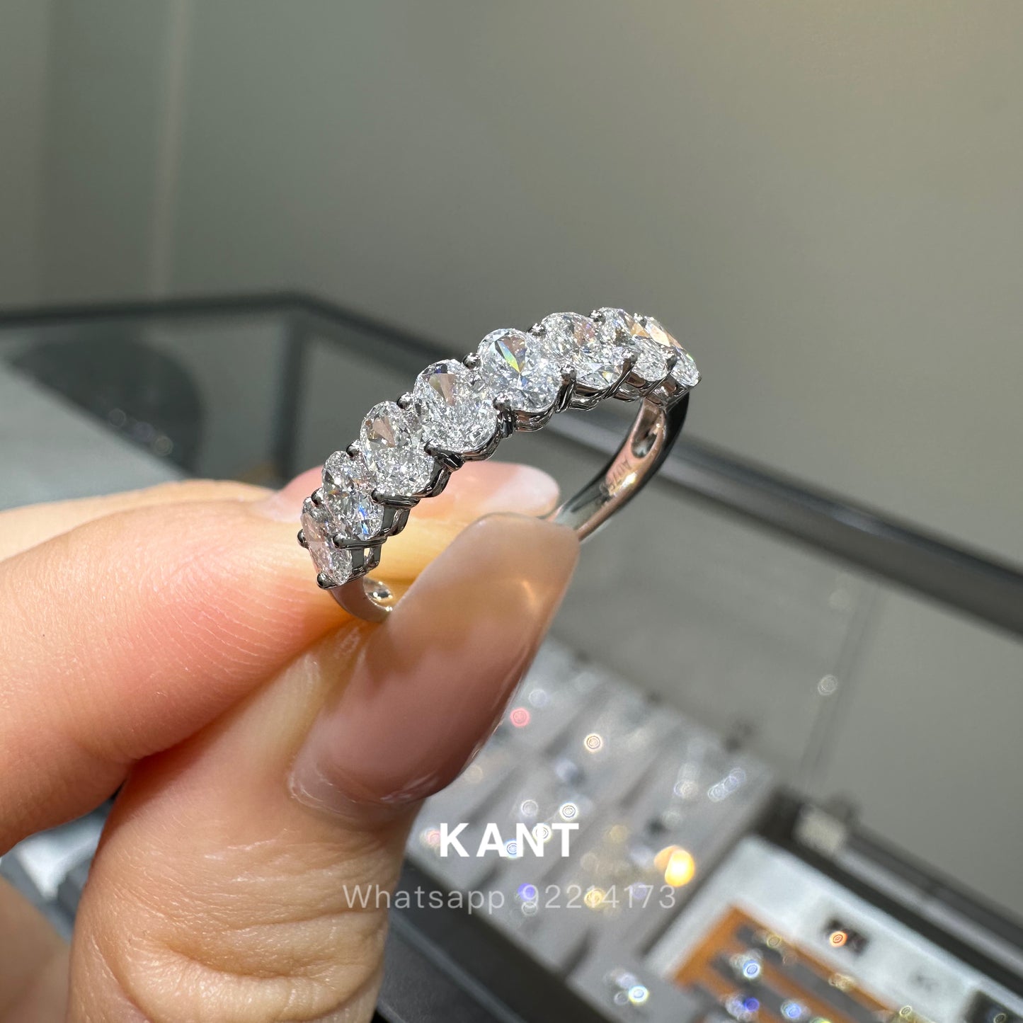 Lab diamond oval shape 1.2ct half eternity ring