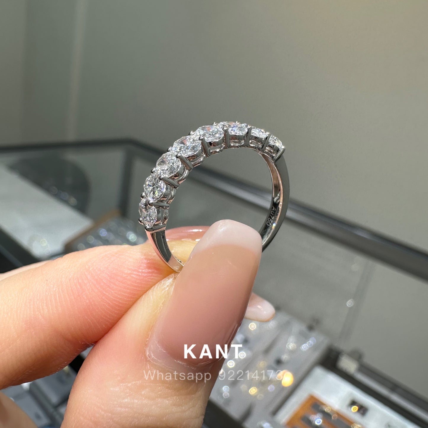 Lab diamond oval shape 1.2ct half eternity ring