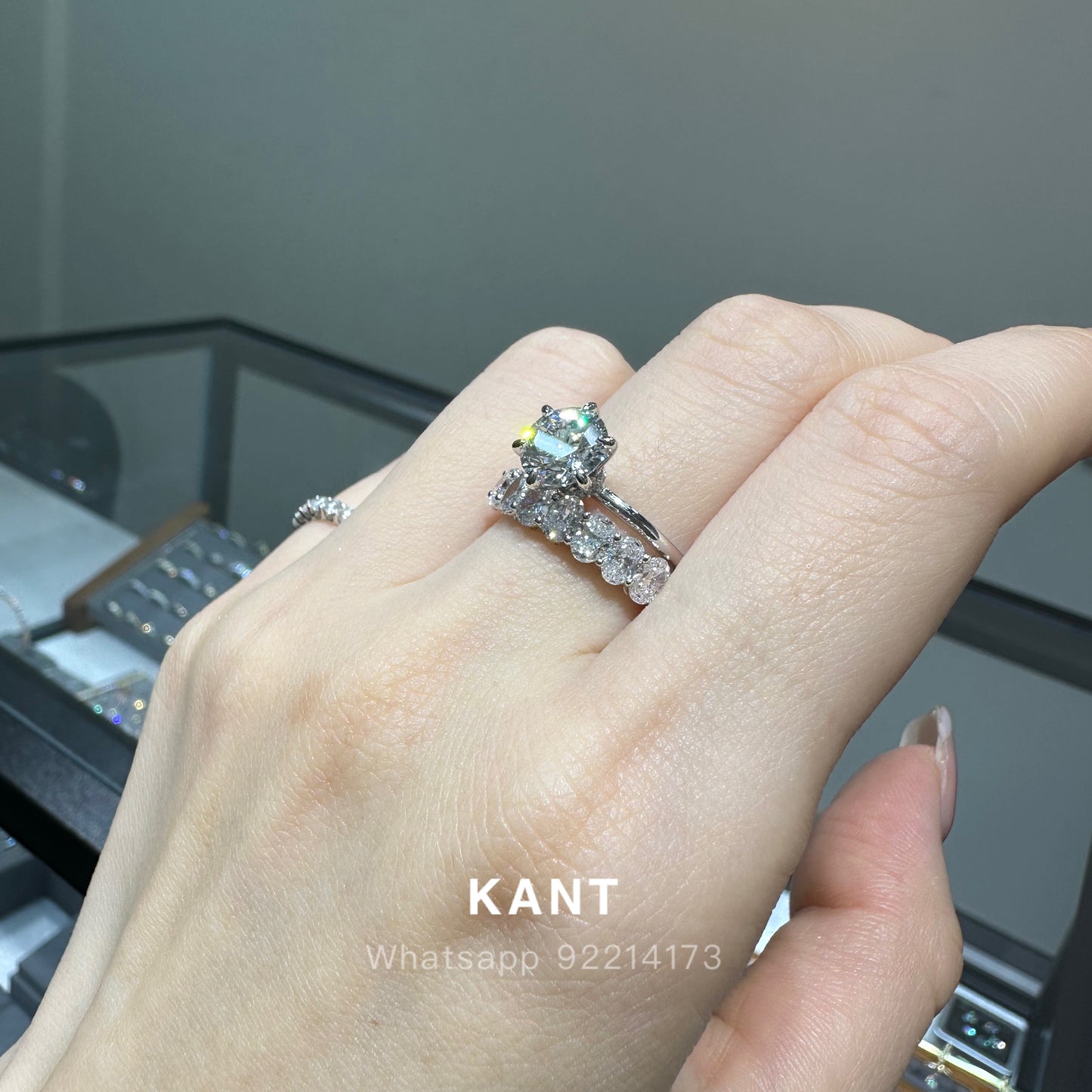 Lab diamond oval shape 1.2ct half eternity ring