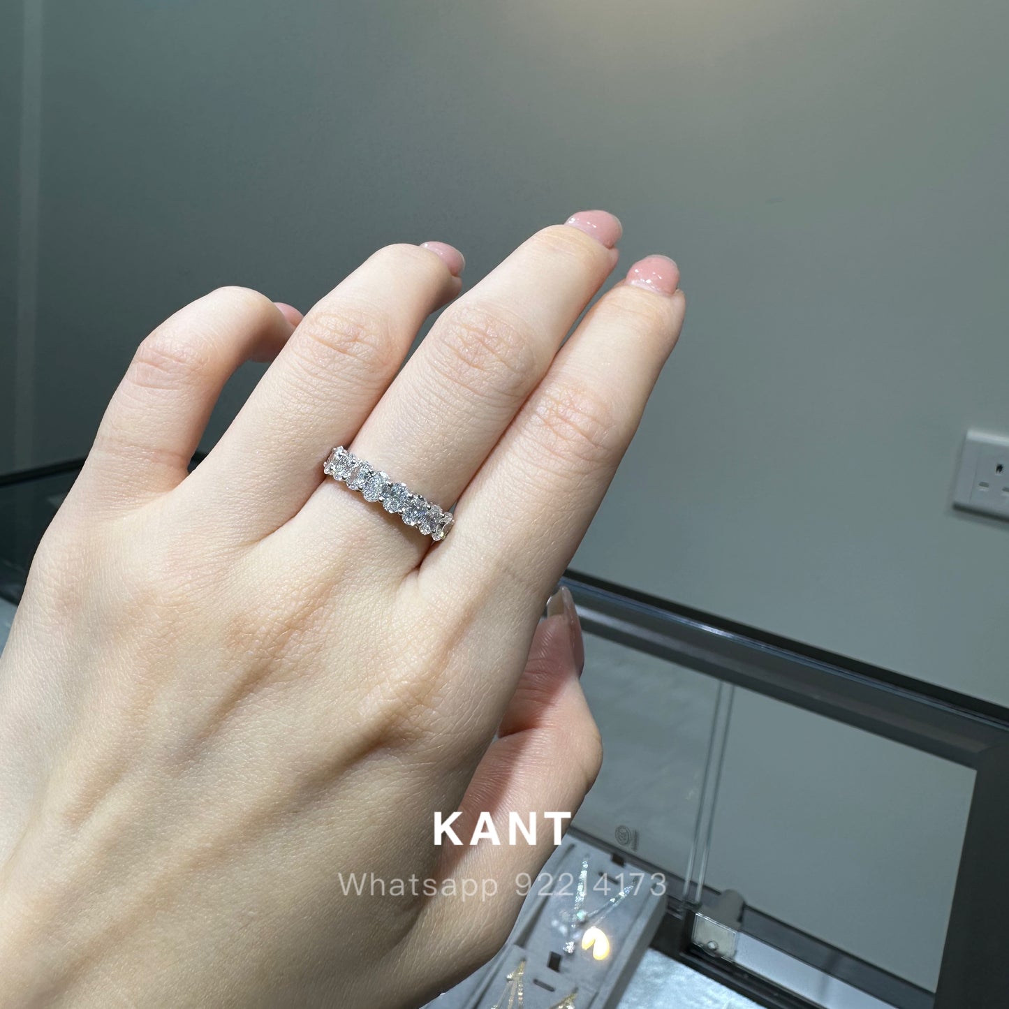 Lab diamond oval shape 1.2ct half eternity ring