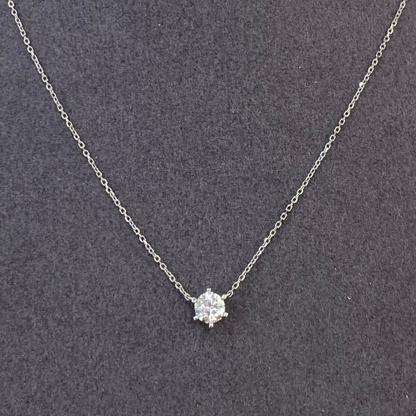 Lab diamond round 0.5ct six-prong necklace