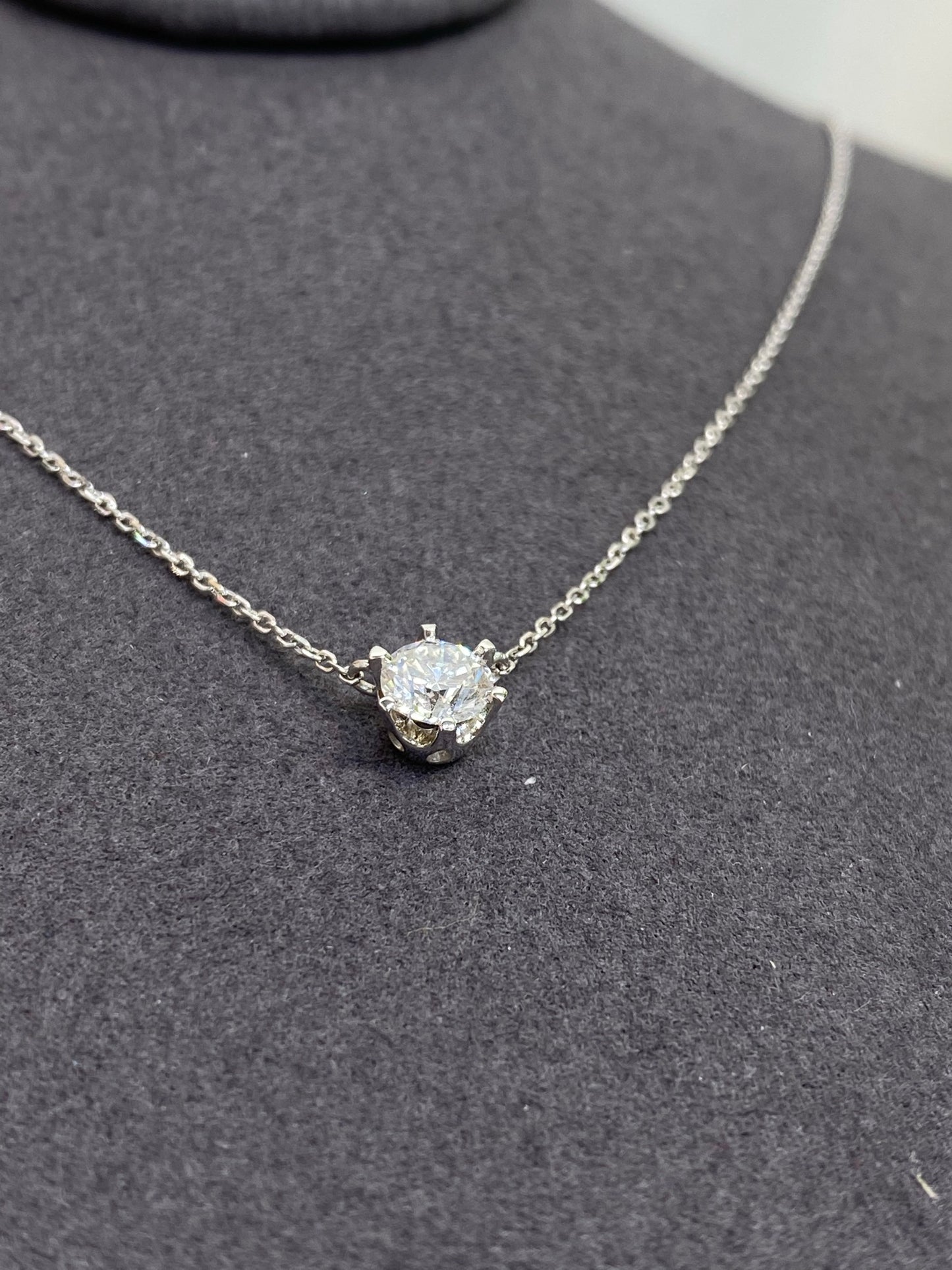 Lab diamond round 0.5ct six-prong necklace