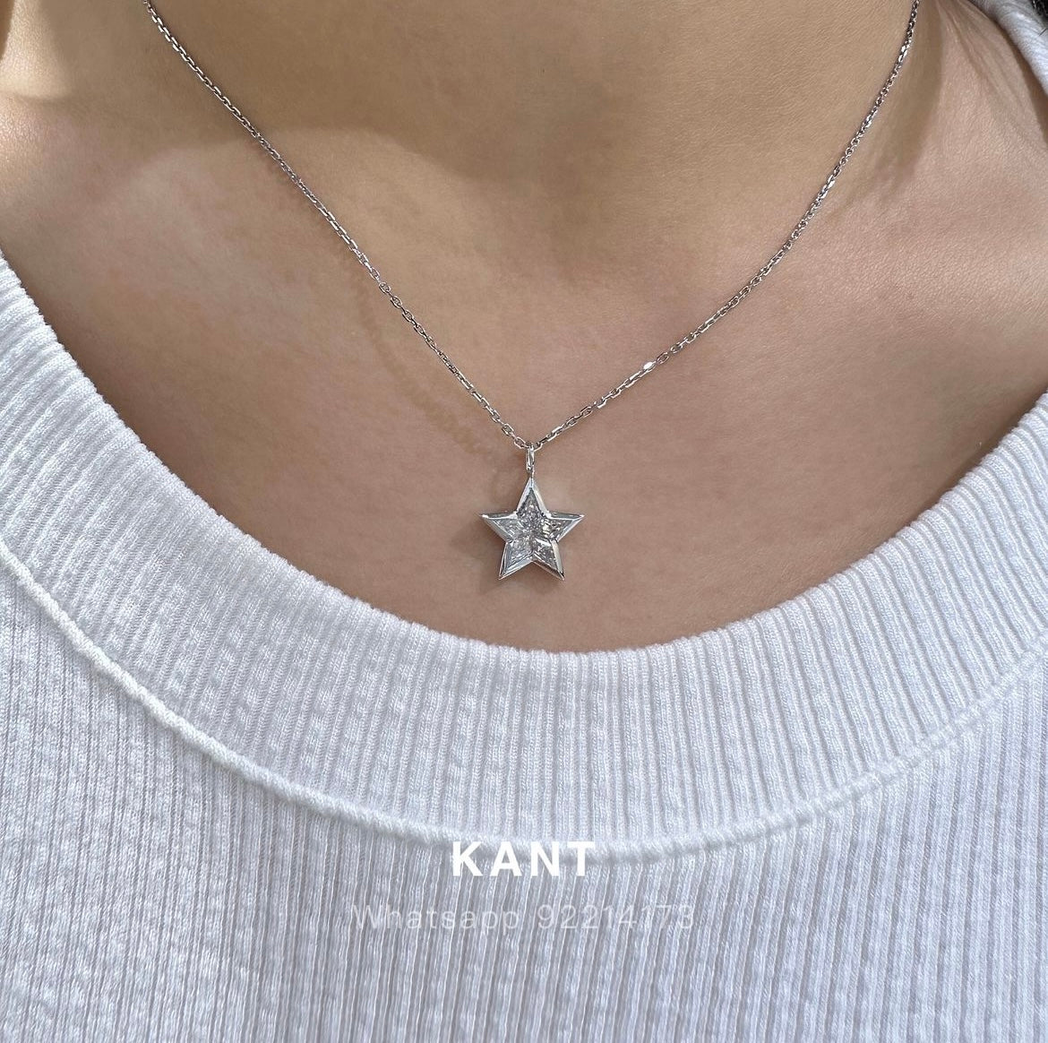 Lab diamond kite cut 0.5ct illusion star bezel pendant with necklace