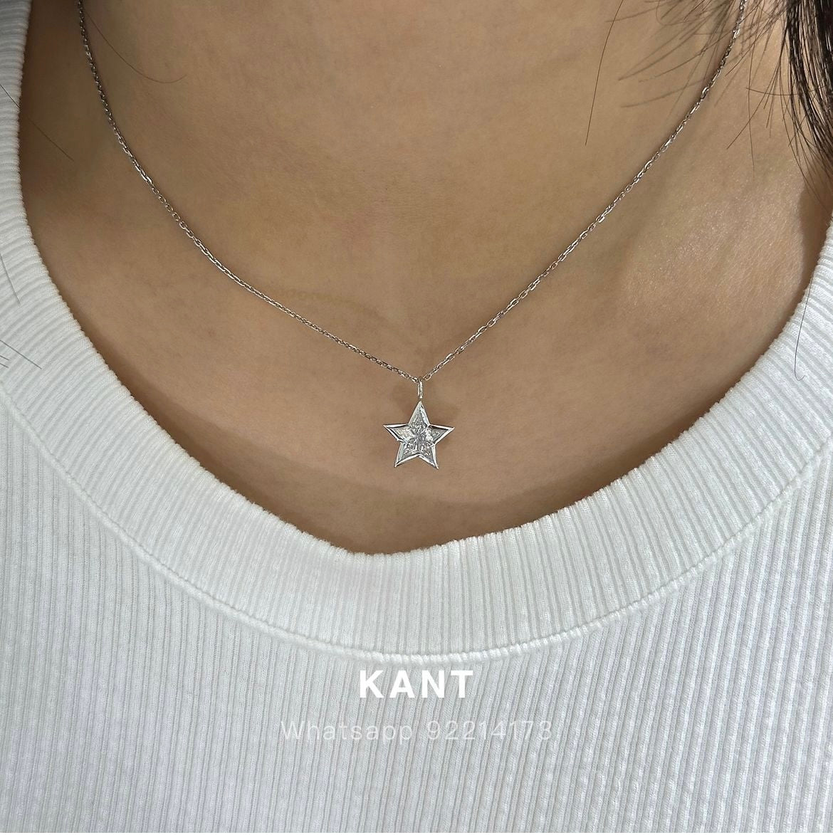 Lab diamond kite cut 0.5ct illusion star bezel pendant with necklace