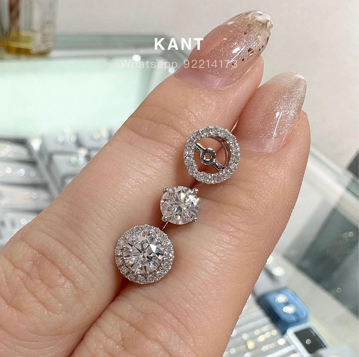 Lab diamond round 1.2ct with removable halo jacket earrings-pair