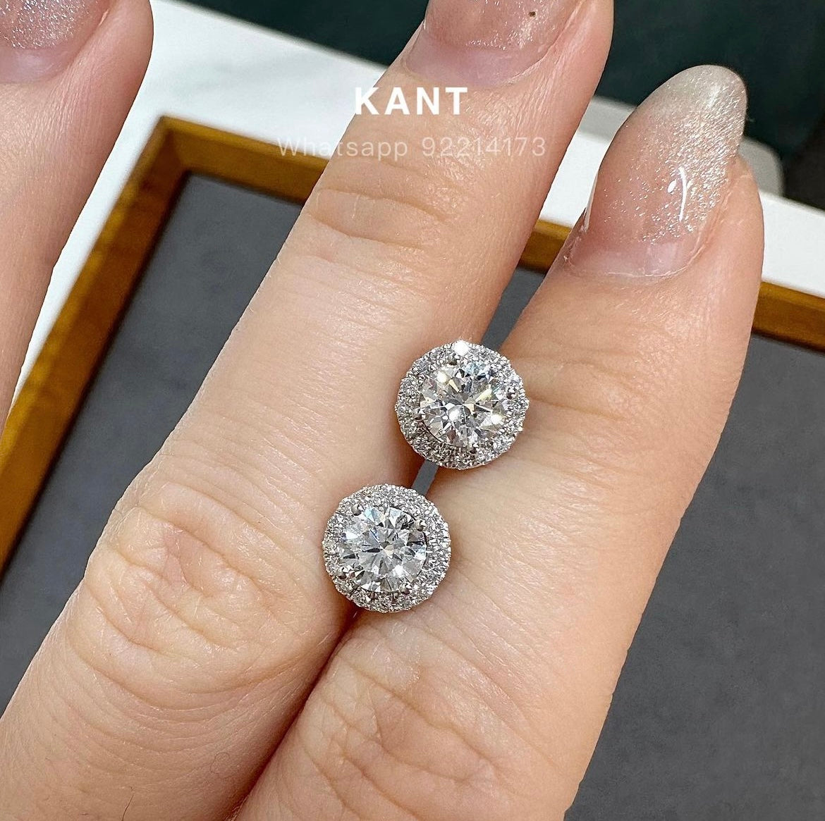 Lab diamond round 1.2ct with removable halo jacket earrings-pair