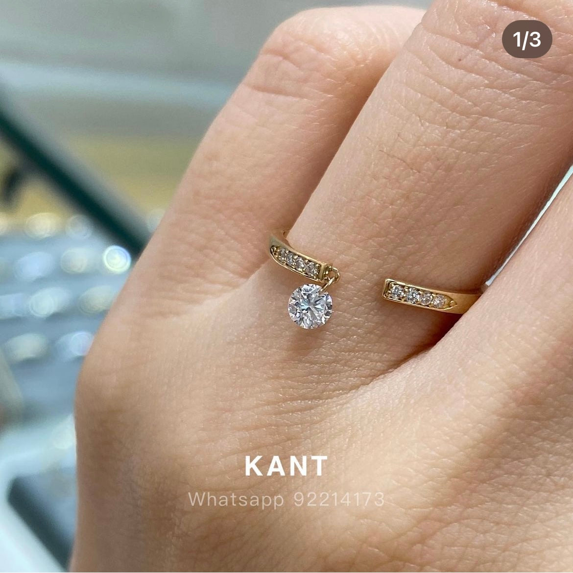 Lab Diamond round 0.2ct floating Diamond Open Ring