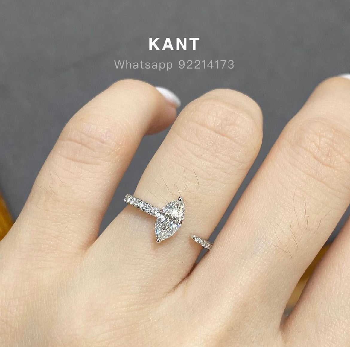 IGI Lab diamond Marquise 0.5ct open pave ring