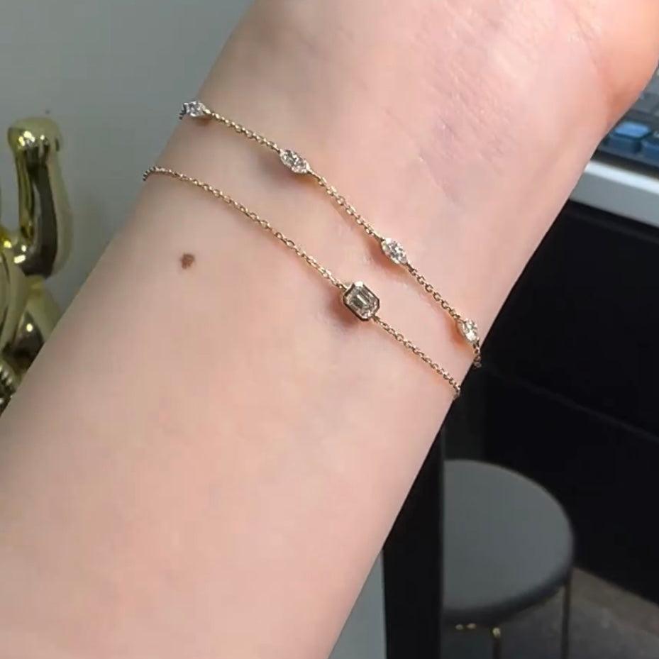 Lab diamond marquise shape 0.5ct five stone bracelet