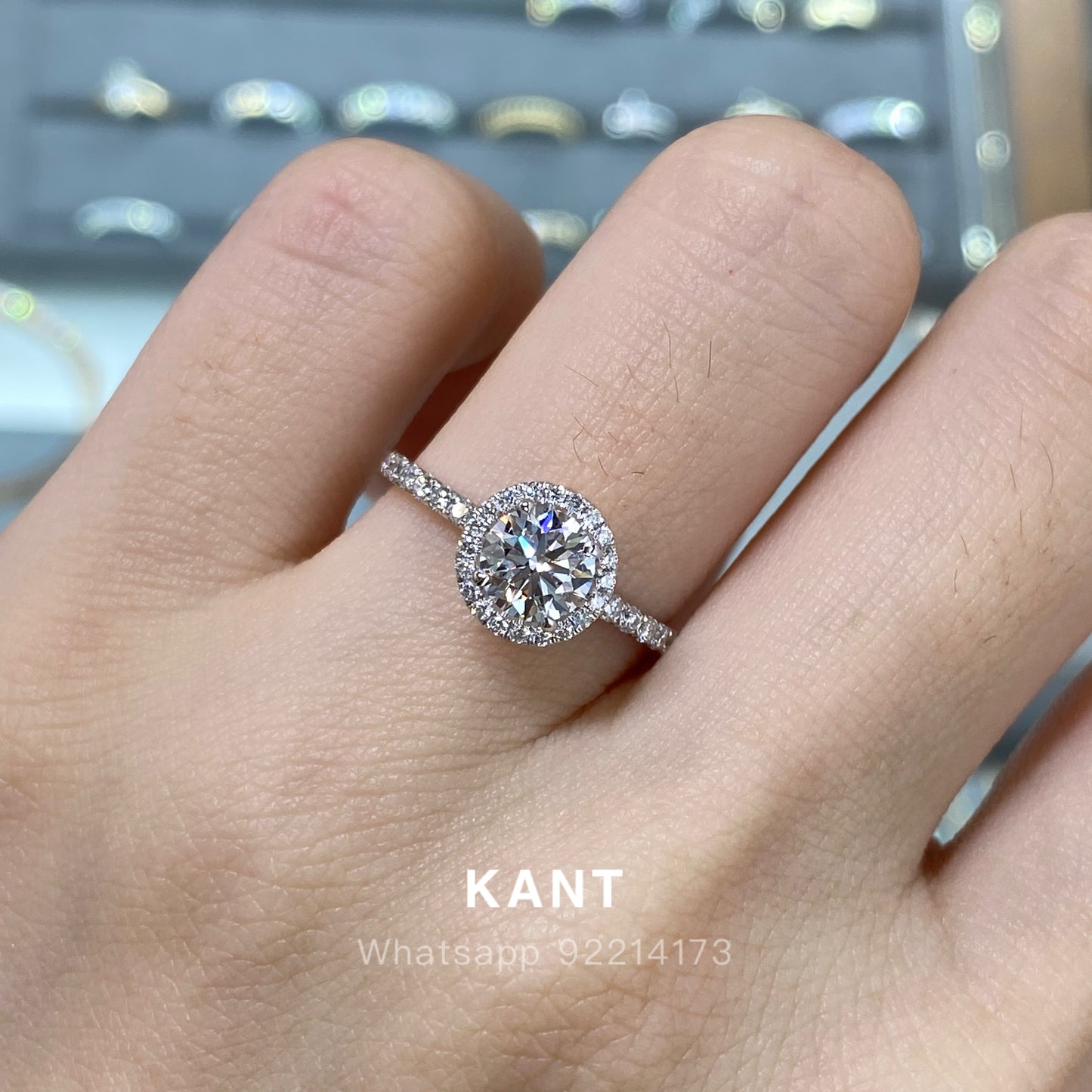 IGI lab diamond round 0.6ct halo pave ring