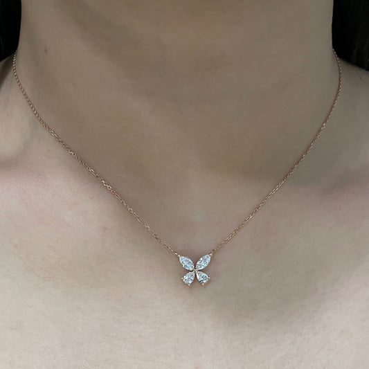 Lab diamond Marquise and Pear shape 0.8ct  butterfly necklace
